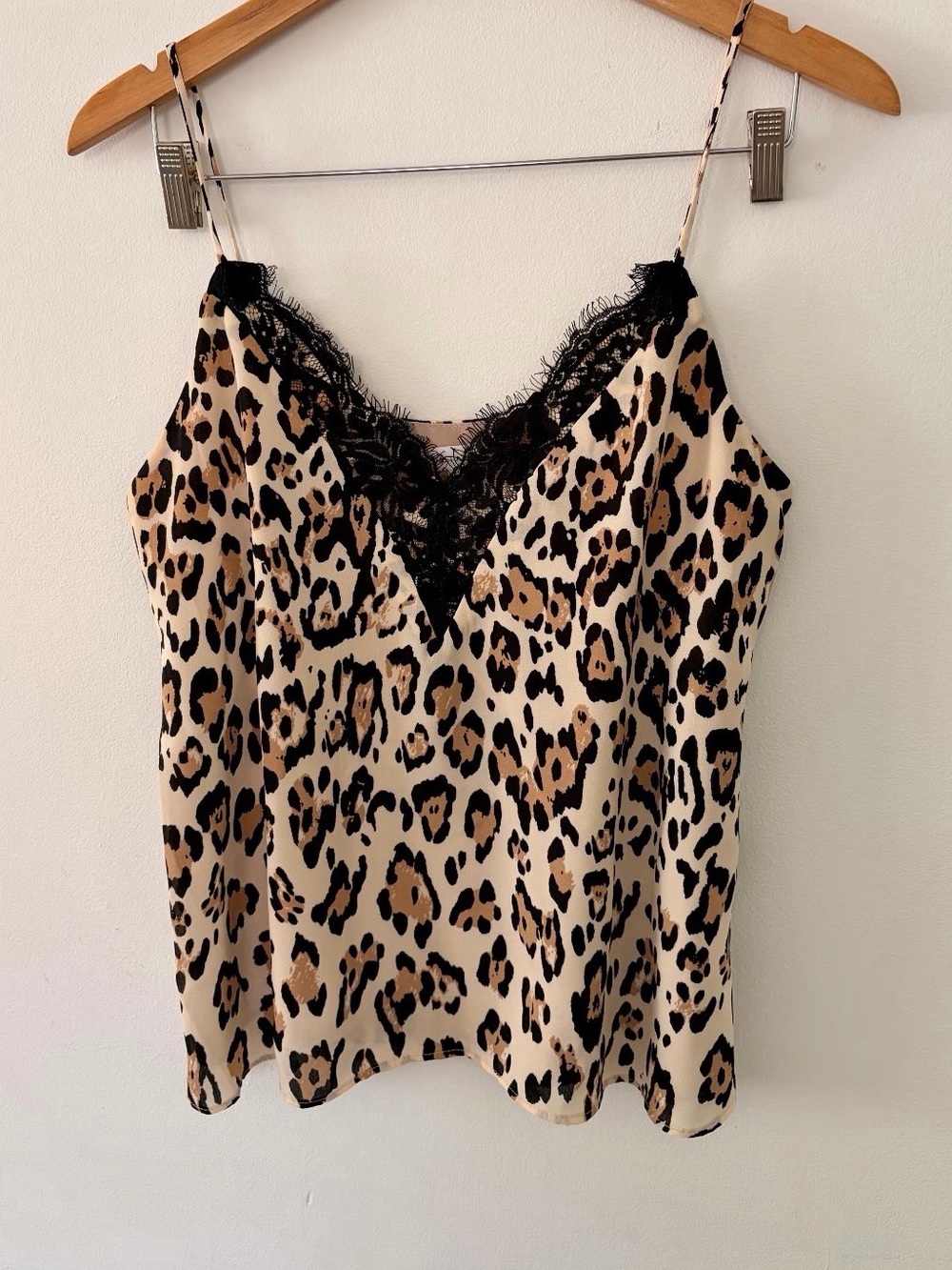 Socialite Leopard-Print Lace-Trim Slip Camisole - Beige/Black